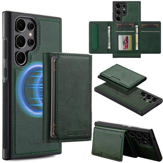 Custodia per telefono Magsafe con custodia RFID staccabile per Samsung Galaxy S25 Ultra 5G LC.IMEEKE serie L5 (verde)