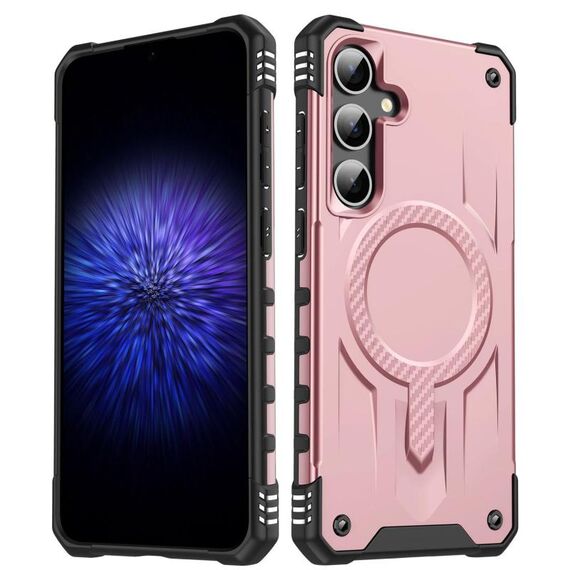Per Samsung Galaxy S25+ / S24+ 5G Straship Custodia per telefono ibrida in TPU magnetico per PC (oro rosa)
