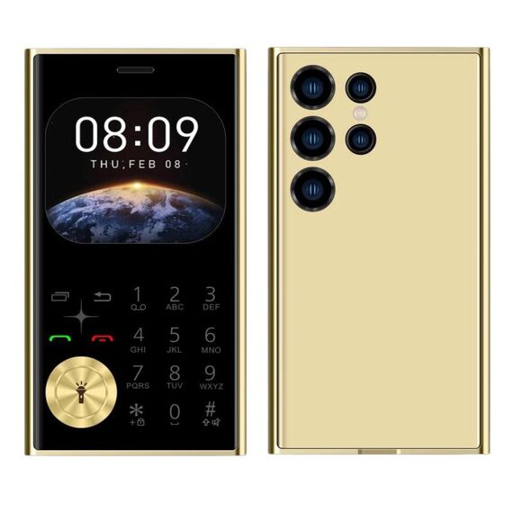 Telefono cellulare V8 Card, 2,01 pollici, MTK6261D, supporto Bluetooth, FM, torcia, GSM, doppia SIM (oro)