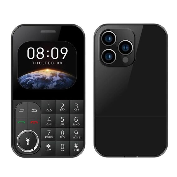 Telefono cellulare V9 Card, 2,01 pollici, MTK6261D, supporto Bluetooth, FM, torcia, GSM, doppia SIM (nero)