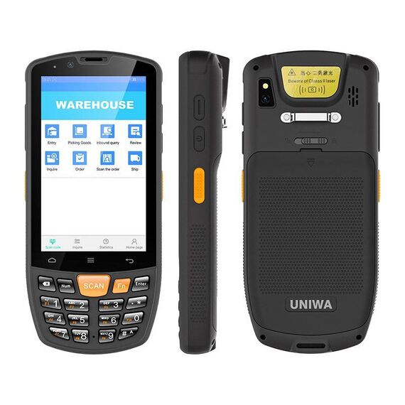 UNIWA HS006 Scanner per codici QR per PDA industriale, 2 GB + 16 GB, 4,0 pollici Android 11 MediaTek MT6762 Octa Core, RFID, NFC, rete: 4G (spina UE)