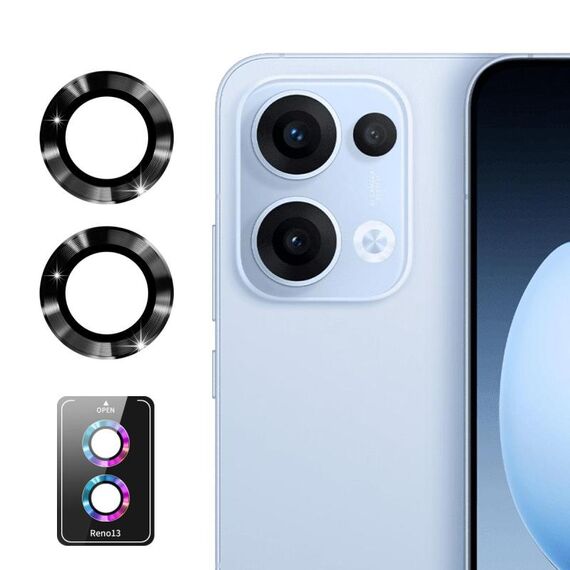 Per OPPO Reno13 Global ENKAY Hat-Prince 9H Obiettivo della fotocamera posteriore Pellicola in vetro temperato in lega di alluminio (nero)