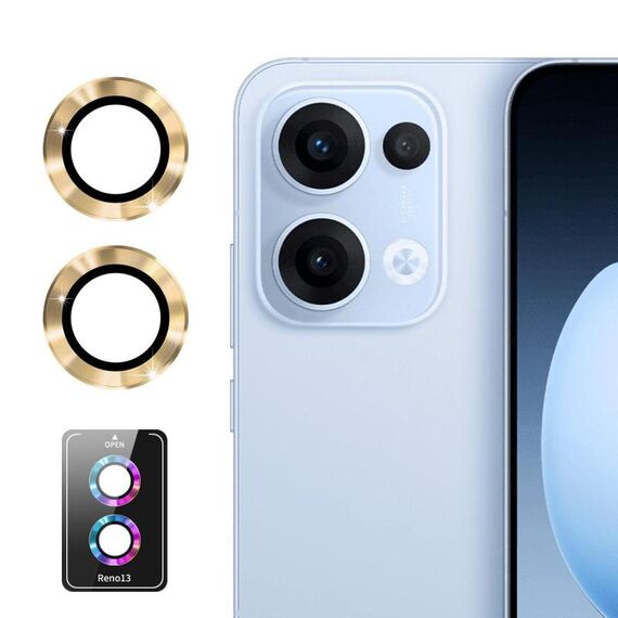 Per OPPO Reno13 Global ENKAY Hat-Prince 9H Obiettivo della fotocamera posteriore Pellicola in vetro temperato in lega di alluminio (dorato)