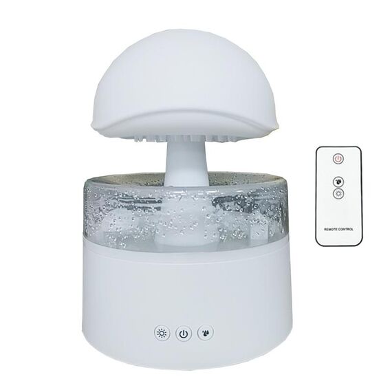 Umidificatore a pioggia da 500 ml Fungo nuvola Lampada da notte colorata Macchina per aromaterapia con telecomando, stile: ricaricabile (bianco)