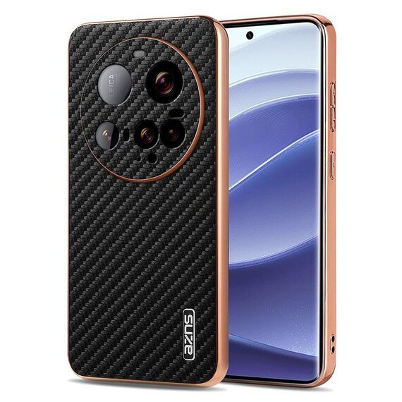 Per Xiaomi 15 Ultra AZNS Custodia per telefono con trama in fibra di carbonio con bordo elettrolitico (nero)