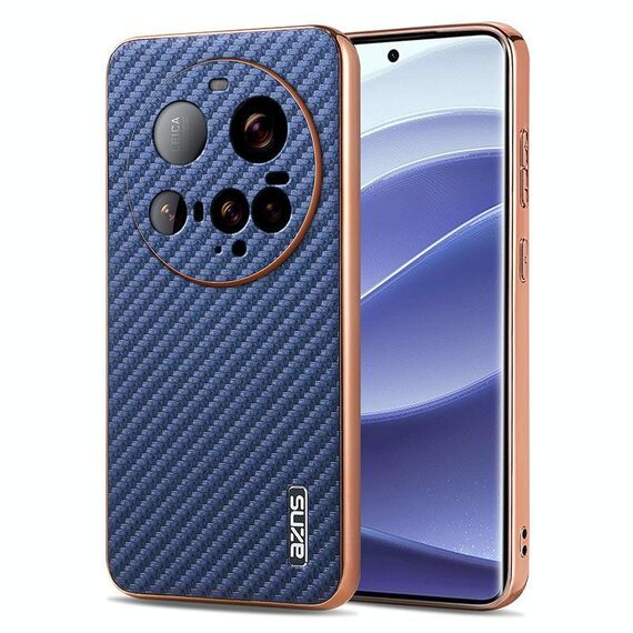 Per Xiaomi 15 Ultra AZNS Custodia per telefono con trama in fibra di carbonio con bordo elettrolitico (blu)