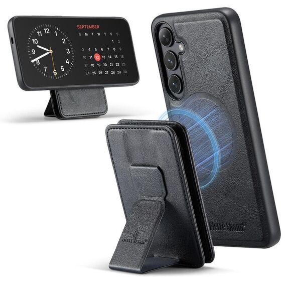 Per Samsung Galaxy S25+ 5G Fierre Shann FS028 MagSafe RFID Card Holder Back Phone Case (Nero)