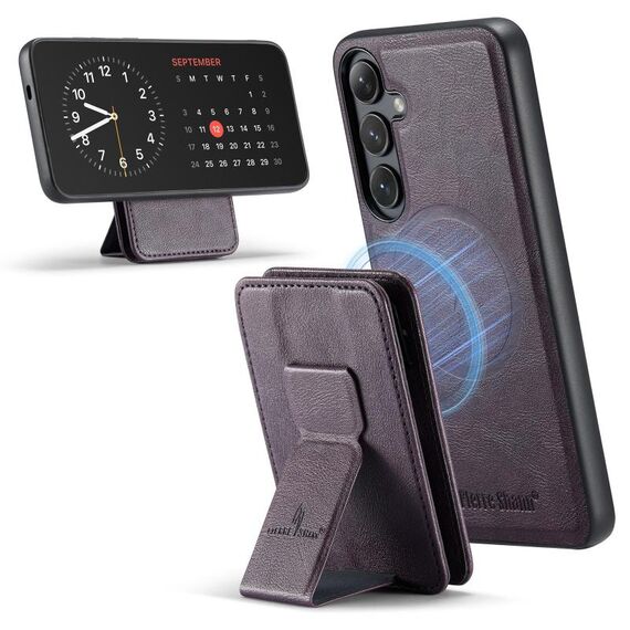 Per Samsung Galaxy S24 FE 5G Fierre Shann FS028 MagSafe RFID Card Holder Back Phone Case (viola)