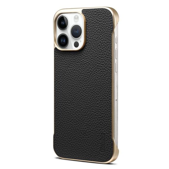 Per iPhone 14 Pro Denior A20 Custodia per telefono senza cornice MagSafe in vera pelle Litchi Texture (nero)