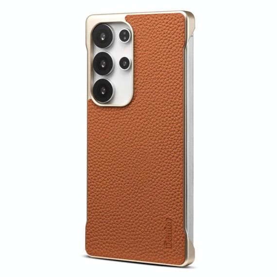 Per Samsung Galaxy S25 Ultra 5G Denior A20 Custodia per telefono senza cornice MagSafe in vera pelle Litchi Texture (marrone)