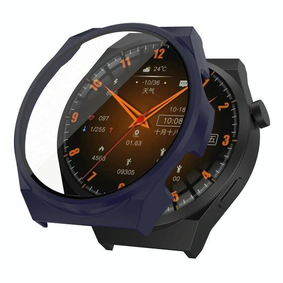 Per Wearfit X5 Pro PC + custodia protettiva per orologio integrata con pellicola temperata (blu inchiostro)