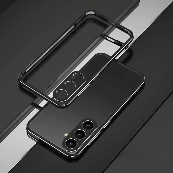 Per Samsung Galaxy S25+ 5G Aurora Series Lens Protector + Custodia per telefono con cornice in metallo (nero argento)
