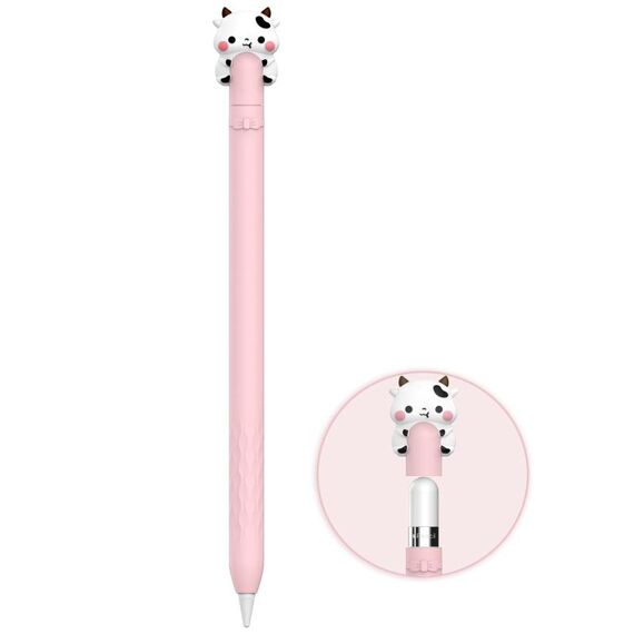 Per Apple Pencil 1 LC129-1 Custodia protettiva in silicone anti-rotolamento per penna stilo (mucca rosa)