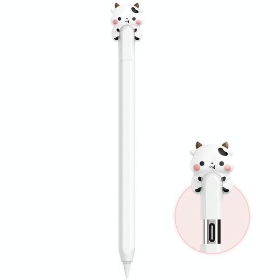 Per Apple Pencil USB-C LC129-3 Custodia protettiva in silicone anti-rotolamento per penna stilo (mucca bianca)