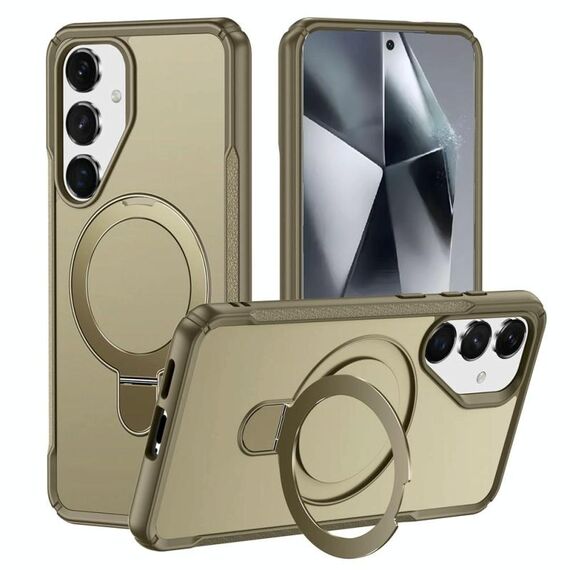 Per Samsung Galaxy S24+ 5G / S25+ 5G Custodia per telefono con supporto magnetico MagSafe Skin Feel (cachi)