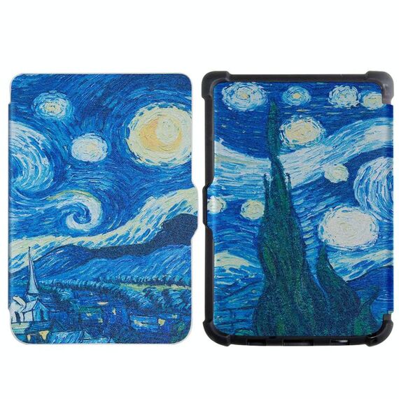 Per Pocketbook B606 628 633 632 627 616 Custodia per tablet intelligente in pelle TPU con verniciatura (notte stellata)