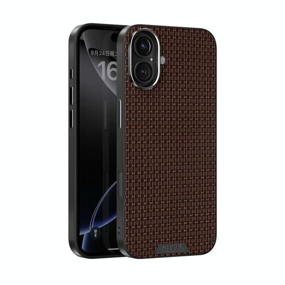 Per iPhone 16 Plus ABEL Ruyi Pattern 6D Micro Relief MagSafe Custodia in pelle per telefono (marrone)