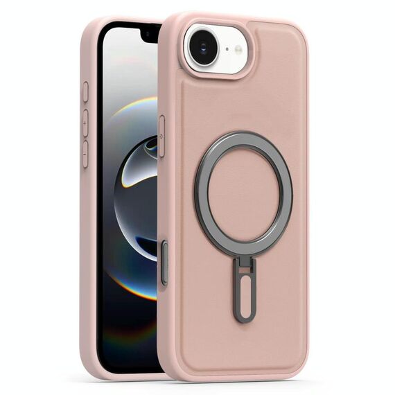 Per iPhone 16e Silver Shield MagSafe Holder Custodia antiurto per telefono (rosa)