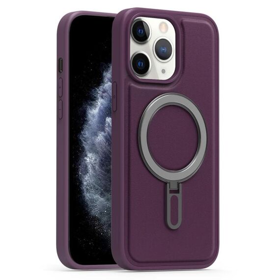 Per iPhone 11 Pro Max Silver Shield MagSafe Holder Custodia antiurto per telefono (viola)