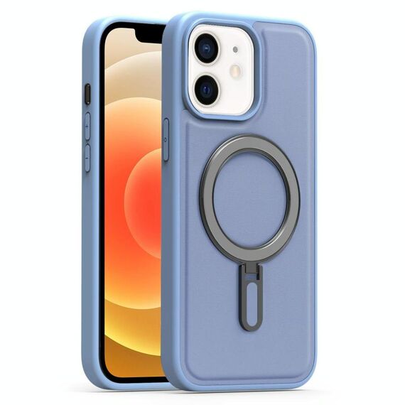 Per iPhone 12 Silver Shield MagSafe Holder Custodia antiurto per telefono (blu)
