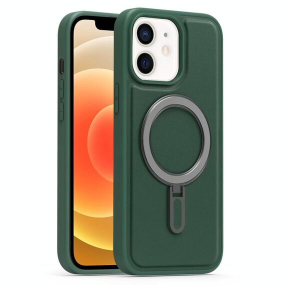 Per iPhone 12 Silver Shield MagSafe Holder Custodia antiurto per telefono (verde)