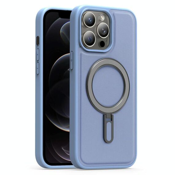 Per iPhone 12 Pro Silver Shield MagSafe Holder Custodia antiurto per telefono (blu)