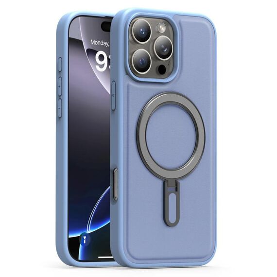 Per iPhone 16 Pro Max Silver Shield MagSafe Holder Custodia antiurto per telefono (blu)