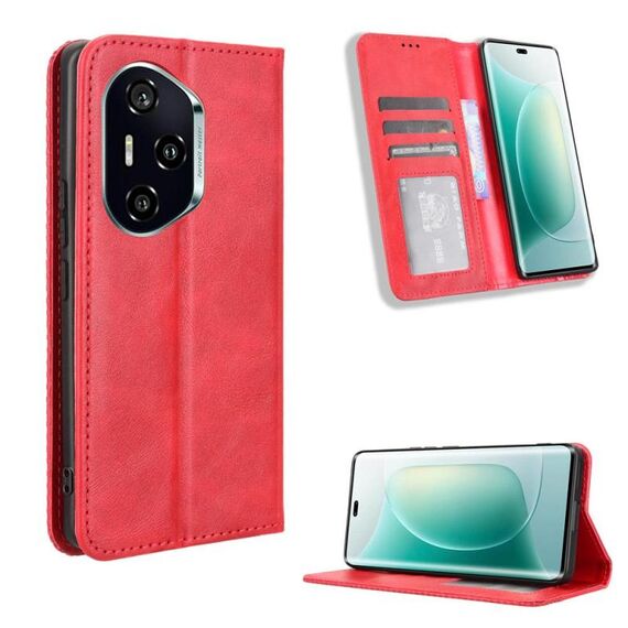 Per Honor 300 Pro 5G / 300 Ultra 5G Custodia per telefono in pelle con fibbia magnetica e texture retrò (rosso)