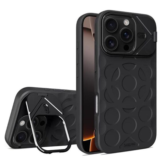 Per iPhone 16 Pro Max Lens Frame Holder MagSafe PC Hybrid TPU Custodia per telefono (nero)