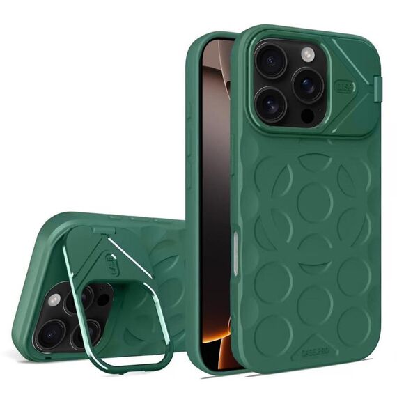 Per iPhone 16 Pro Max Lens Frame Holder MagSafe PC Hybrid TPU Custodia per telefono (verde scuro)
