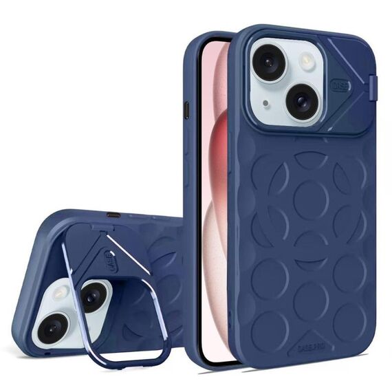 Per iPhone 15 Lens Frame Holder MagSafe PC Hybrid TPU Custodia per telefono (blu reale)