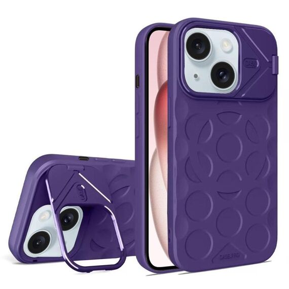 Per iPhone 15 Lens Frame Holder MagSafe PC Hybrid TPU Custodia per telefono (viola)