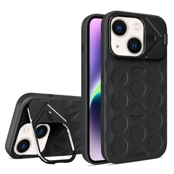 Per iPhone 14 Plus Lens Frame Holder MagSafe PC Hybrid TPU Custodia per telefono (nero)