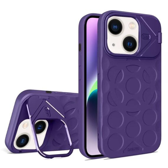 Per iPhone 14 Plus Lens Frame Holder MagSafe PC Hybrid TPU Custodia per telefono (viola)