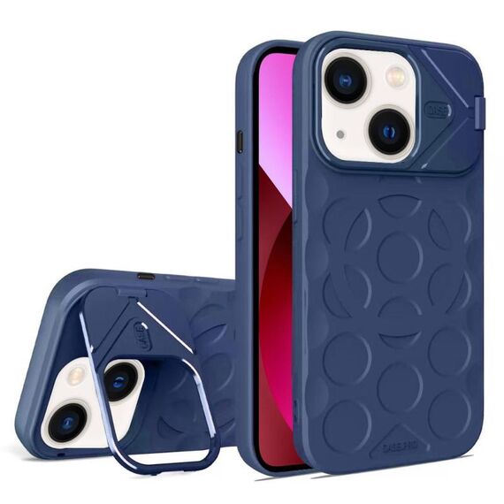 Per iPhone 13 Lens Frame Holder MagSafe PC Hybrid TPU Custodia per telefono (blu reale)