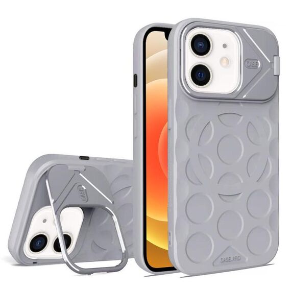 Per iPhone 12 Lens Frame Holder MagSafe PC Hybrid TPU Custodia per telefono (grigio titanio)