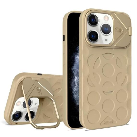 Per iPhone 11 Pro Max Lens Frame Holder MagSafe PC Hybrid TPU Custodia per telefono (oro deserto)