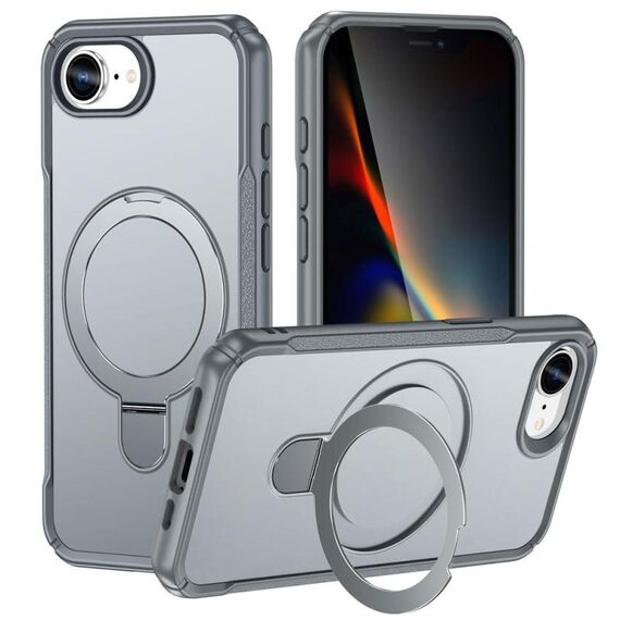 Per iPhone 16e Custodia per telefono con supporto magnetico MagSafe Skin Feel (grigio)