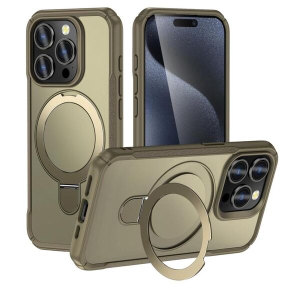 Per iPhone 15 Pro Custodia per telefono con supporto magnetico MagSafe Skin Feel (cachi)