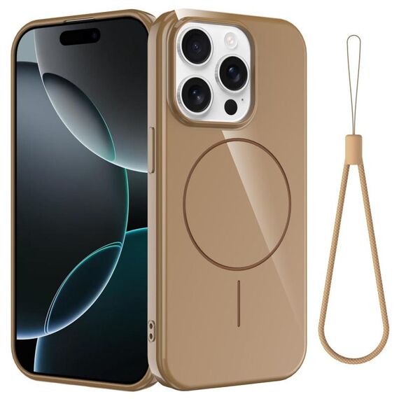 Per iPhone 14 Pro Custodia per telefono antiurto in TPU lucido MagSafe con cordino (oro)