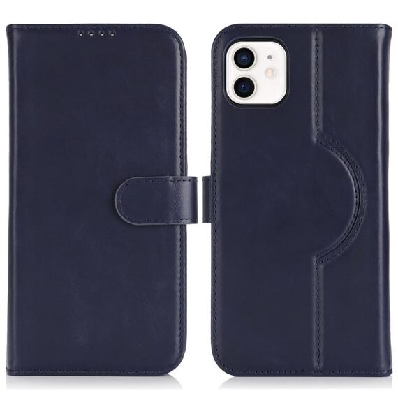 Per iPhone 11 Custodia per telefono MagSafe in vera pelle con portafoglio per carte (blu scuro)