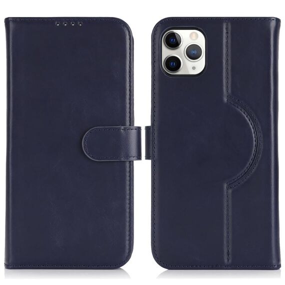 Per iPhone 11 Pro Max Custodia per telefono MagSafe in vera pelle con portafoglio per carte (blu scuro)