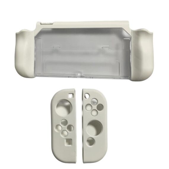 Per Nintendo Switch OLED / Joy-Con 2 in 1 Custodia protettiva in TPU Cover Supporto (Bianco)