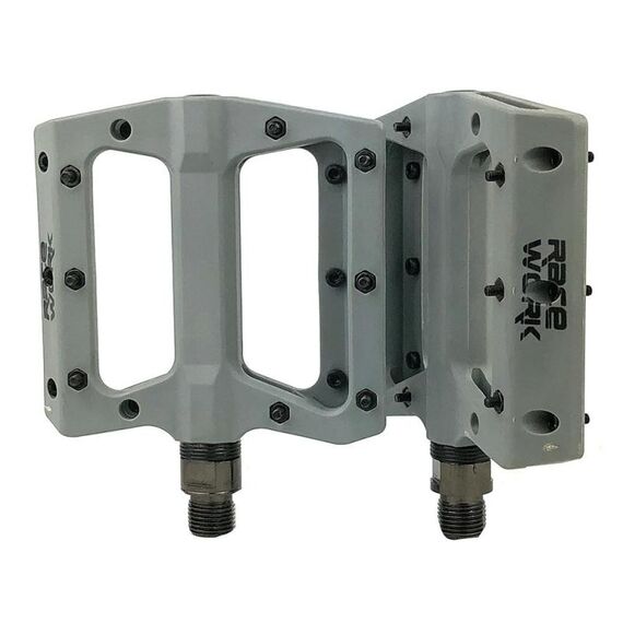 RACEWORK RK091 1 paio di pedali in fibra di nylon per mountain bike, pedali antiscivolo per ciclismo (grigio)