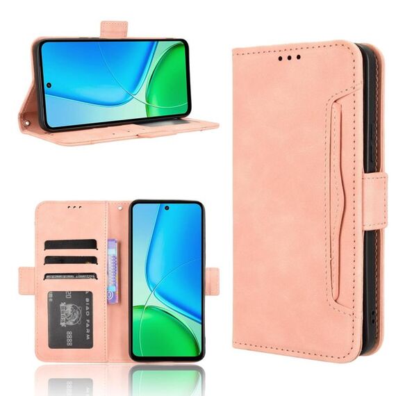 Per vivo Y29 4G / T4x 5G Custodia in pelle con texture in vitello e slot per schede (rosa)