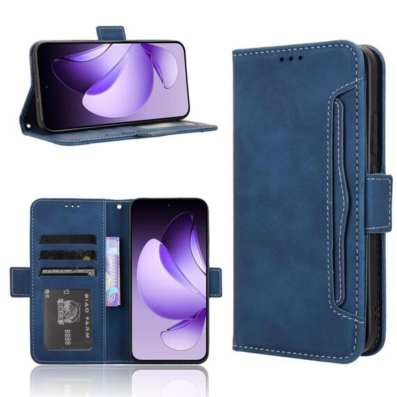 Per OPPO Reno13 5G Custodia per telefono in pelle con slot per schede e texture in vitello con effetto pelle di vitello globale (blu)