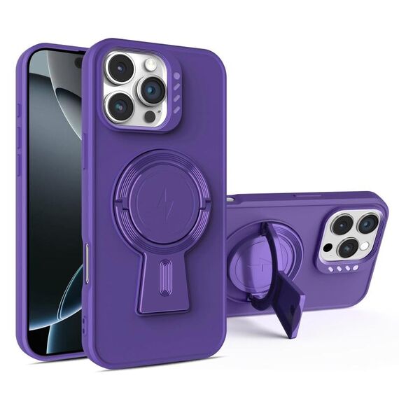 Per iPhone 16 Pro Max Supporto a Y MagSafe Custodia antiurto robusta per telefono (viola scuro)