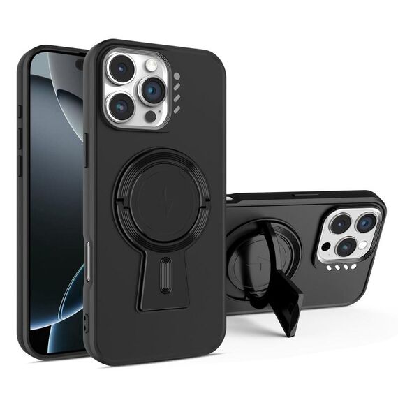 Per iPhone 16 Pro Max Supporto a Y MagSafe Custodia antiurto robusta per telefono (nero)