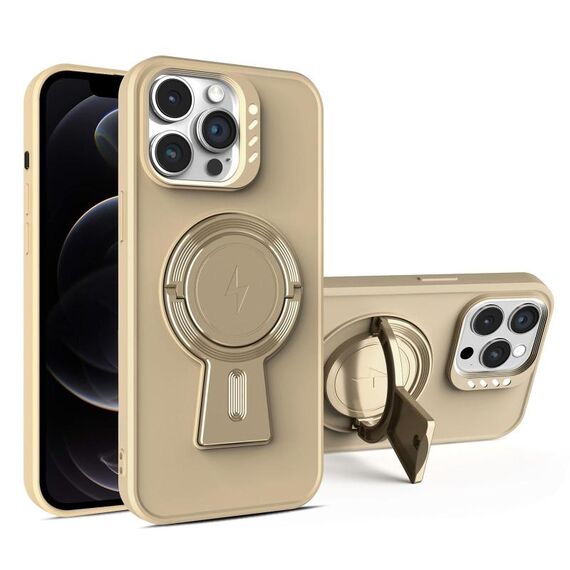 Per iPhone 12 Pro Custodia per telefono antiurto MagSafe con supporto a forma di Y (oro deserto)