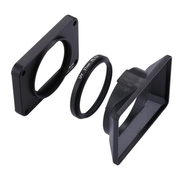 Pannello frontale in lega di alluminio PULIUZ + Lente filtro UV da 37mm + Obiettivo per obiettivo per Sony RX0 / RX0 II, con viti e cacciaviti (nero)
